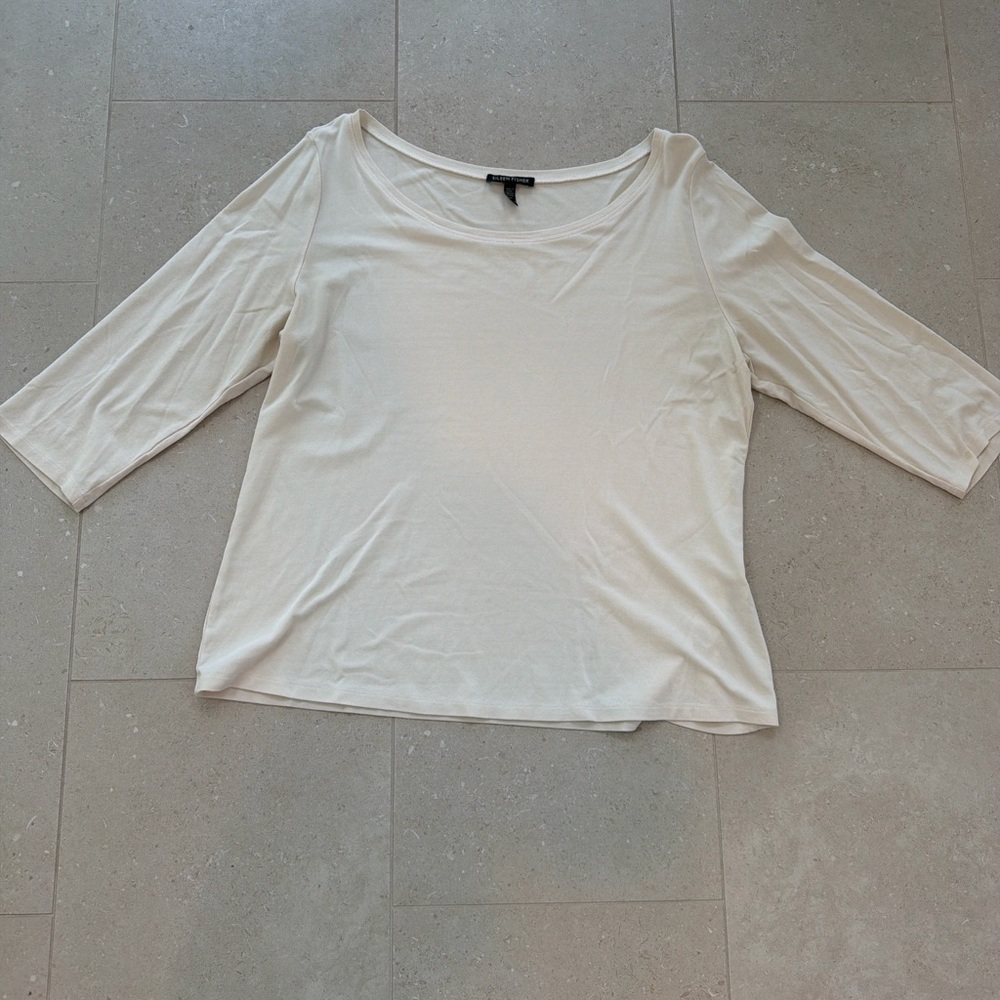 Eileen Fisher Cream Long Sleeve Top - Picture 2 of 3